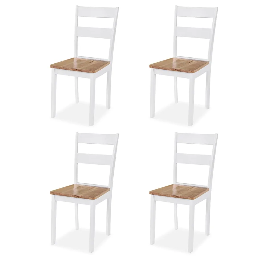 Ensemble de salle à manger 5 pcs MDF et hévéa Blanc - 3