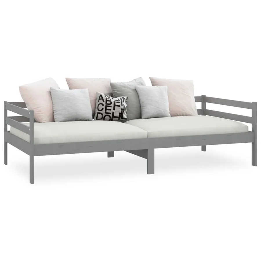 Lit de jour sans matelas gris bois de pin massif 90x200 cm - 4