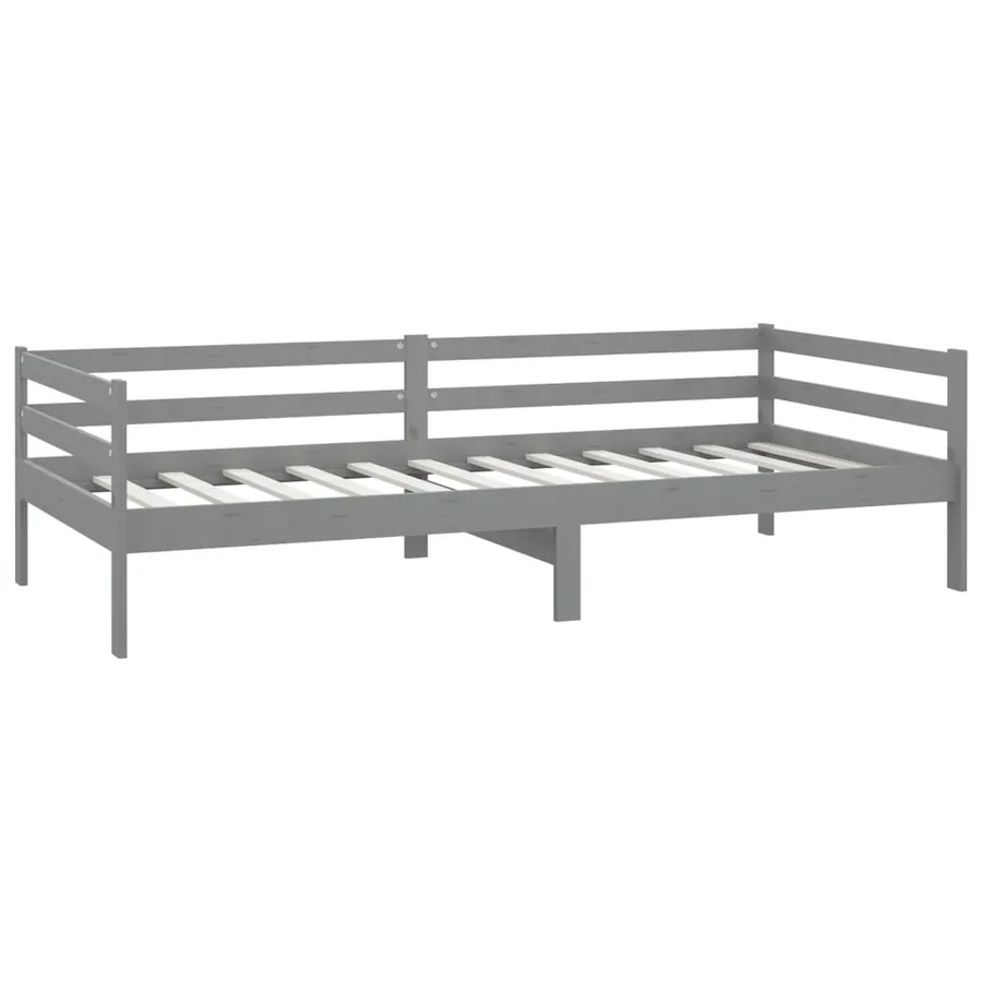 Lit de jour sans matelas gris bois de pin massif 90x200 cm - 5