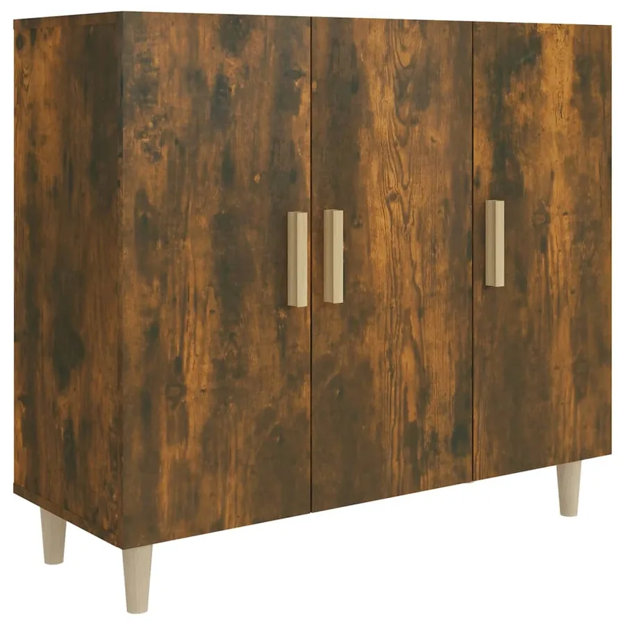 Buffet chêne fumé 90x34x80 cm bois d'ingénierie - 2