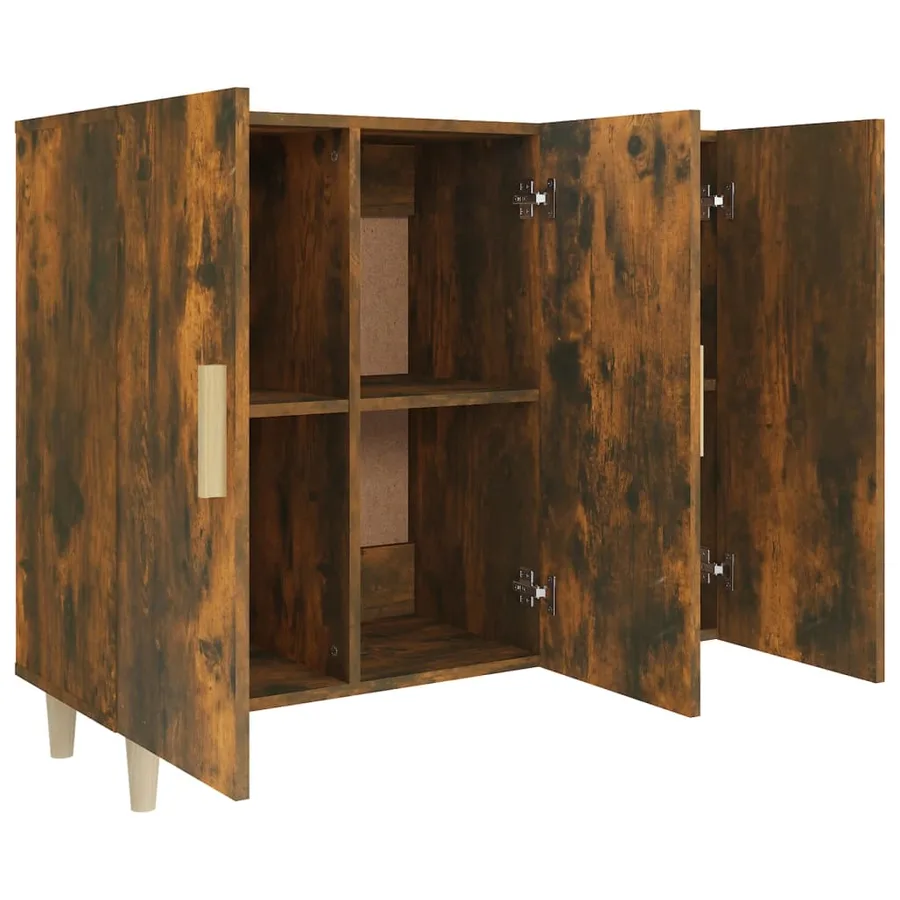 Buffet chêne fumé 90x34x80 cm bois d'ingénierie - 4