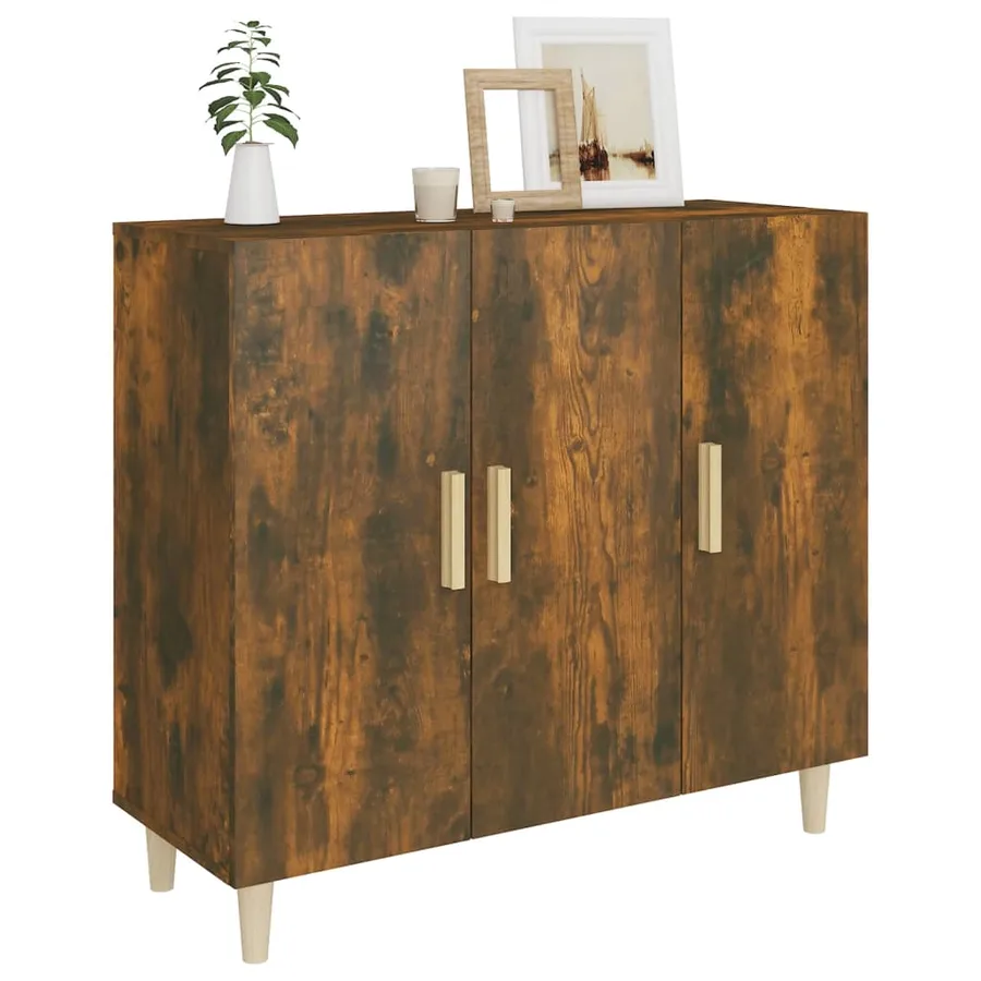 Buffet chêne fumé 90x34x80 cm bois d'ingénierie - 7