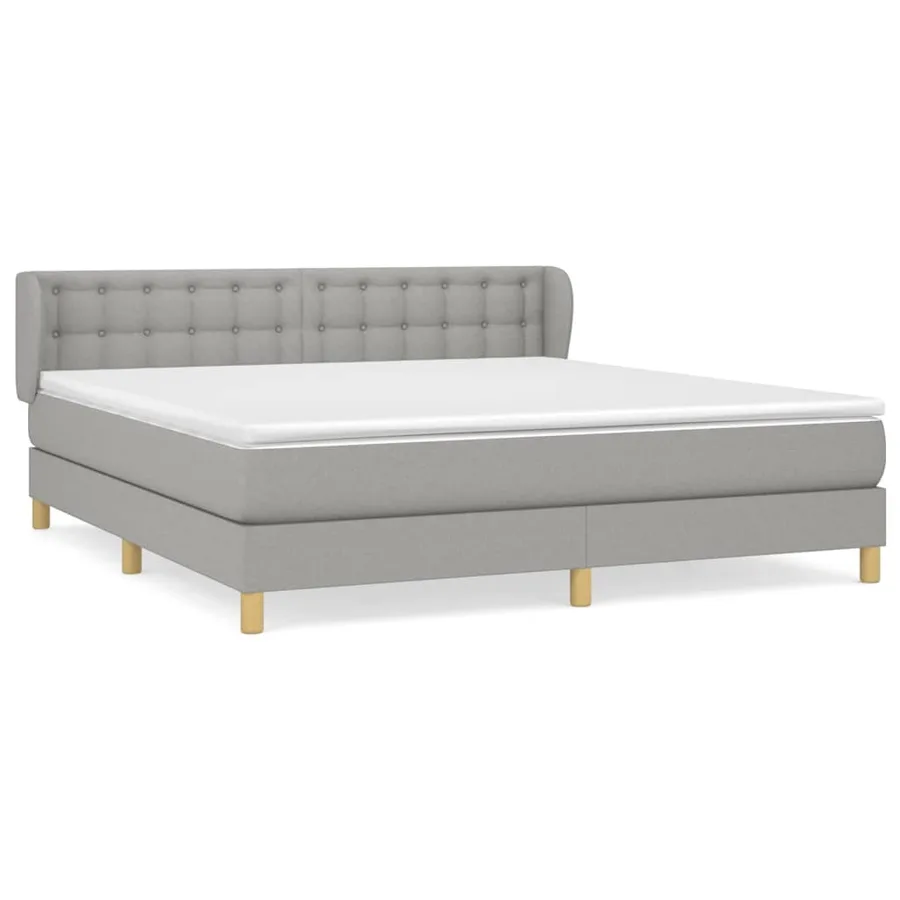 Sommier à lattes de lit avec matelas Gris clair 180x200cm Tissu - 2