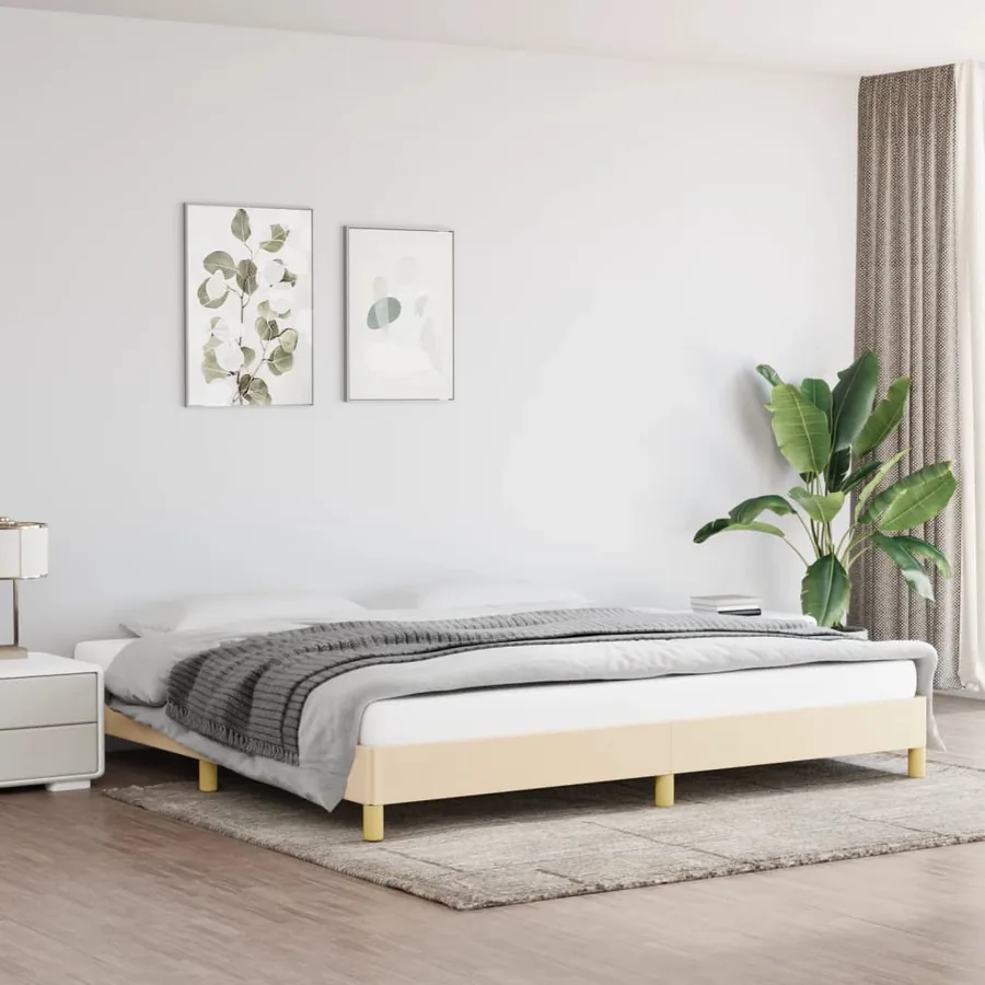 Cadre de lit sans matelas crème 200x200 cm tissu