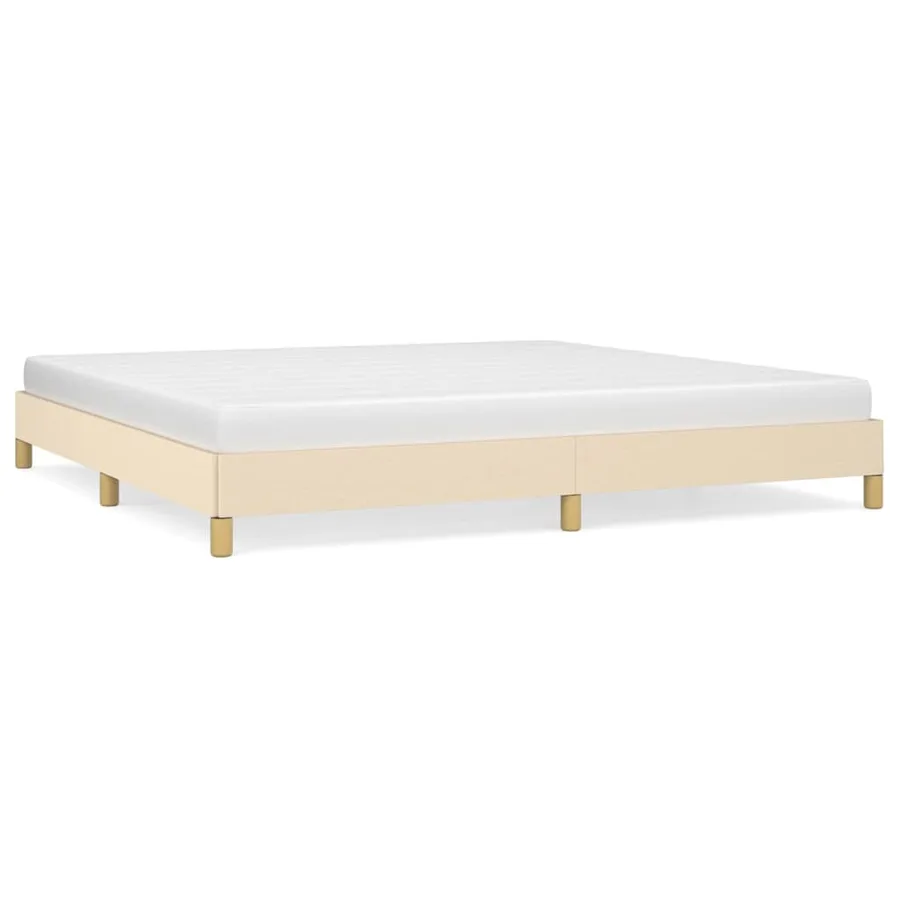 Cadre de lit sans matelas crème 200x200 cm tissu - 2