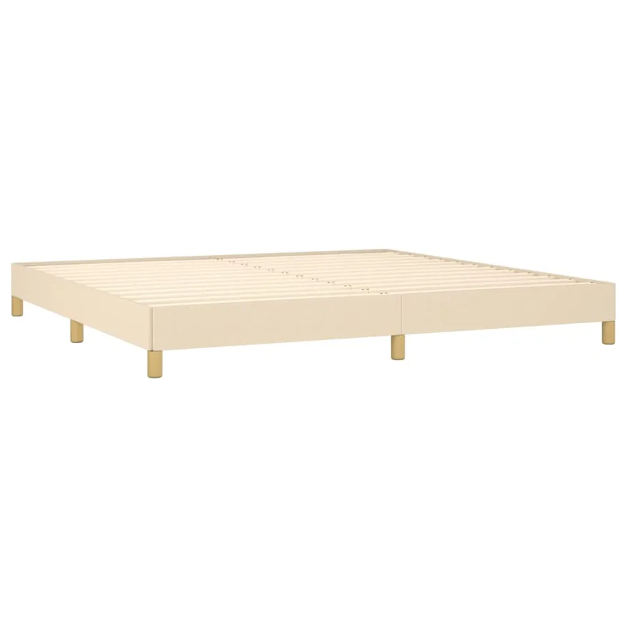 Cadre de lit sans matelas crème 200x200 cm tissu - 4