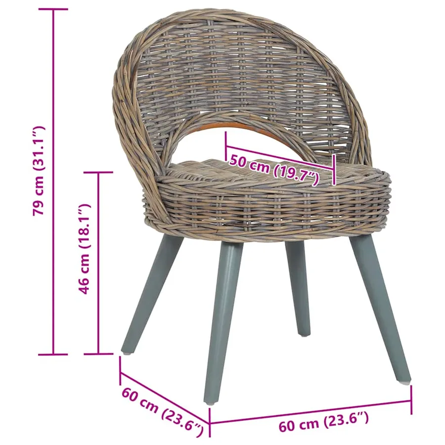 Chaise de canapé rotin kubu gris - 7