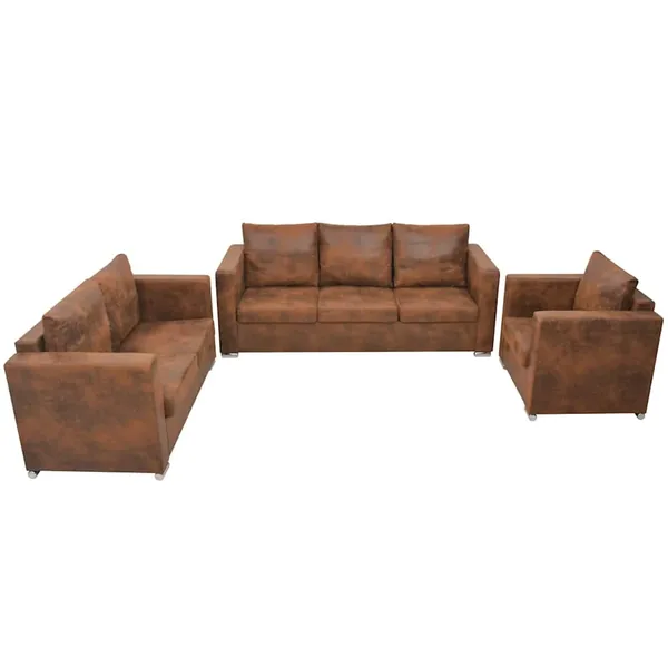 Ensemble de canapés 3 pcs cuir daim synthétique
