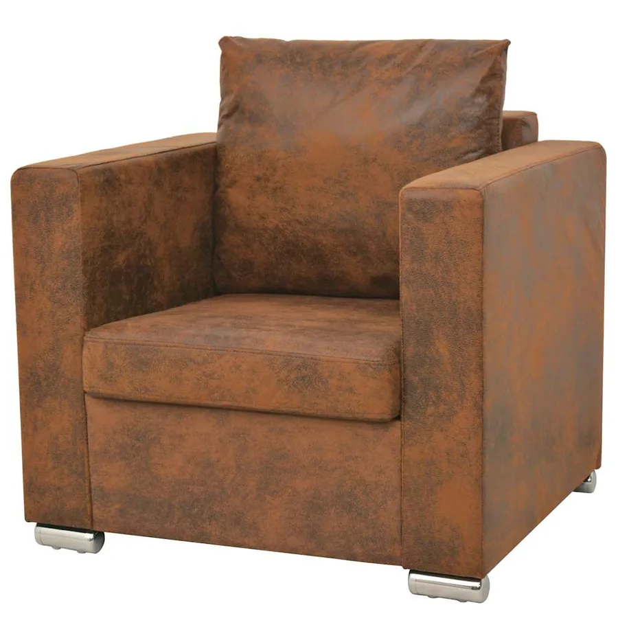Ensemble de canapés 3 pcs cuir daim synthétique - 4