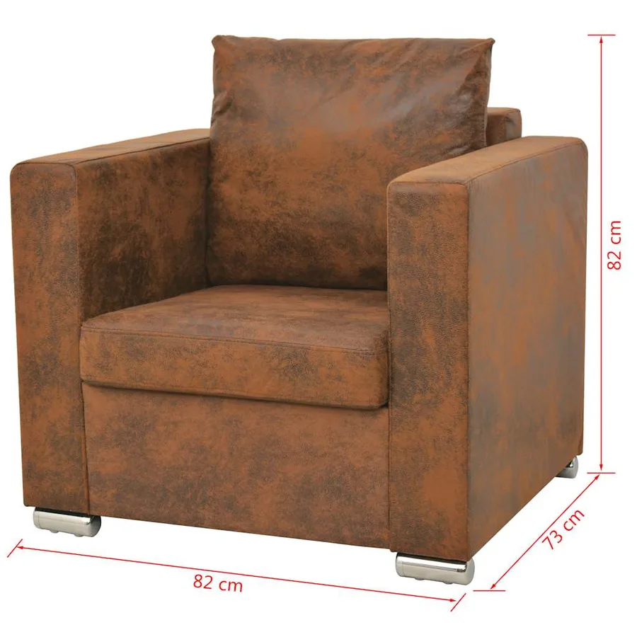 Ensemble de canapés 3 pcs cuir daim synthétique - 6