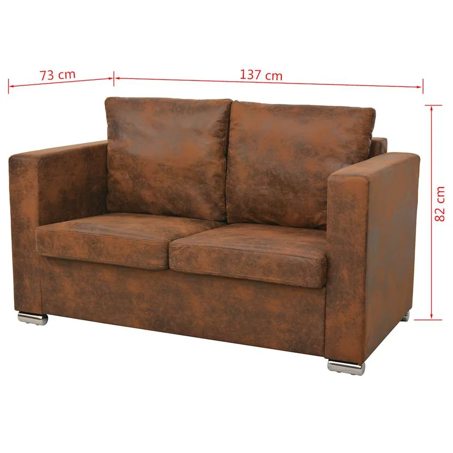 Ensemble de canapés 3 pcs cuir daim synthétique - 7