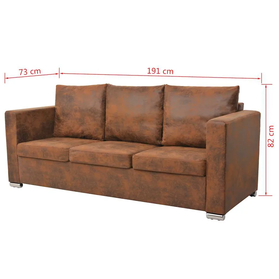 Ensemble de canapés 3 pcs cuir daim synthétique - 8