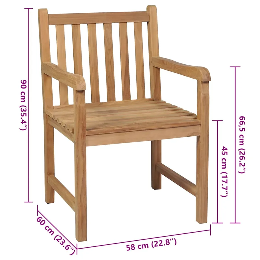 Chaises de jardin lot de 4 et coussins rouge bois teck solide - 9