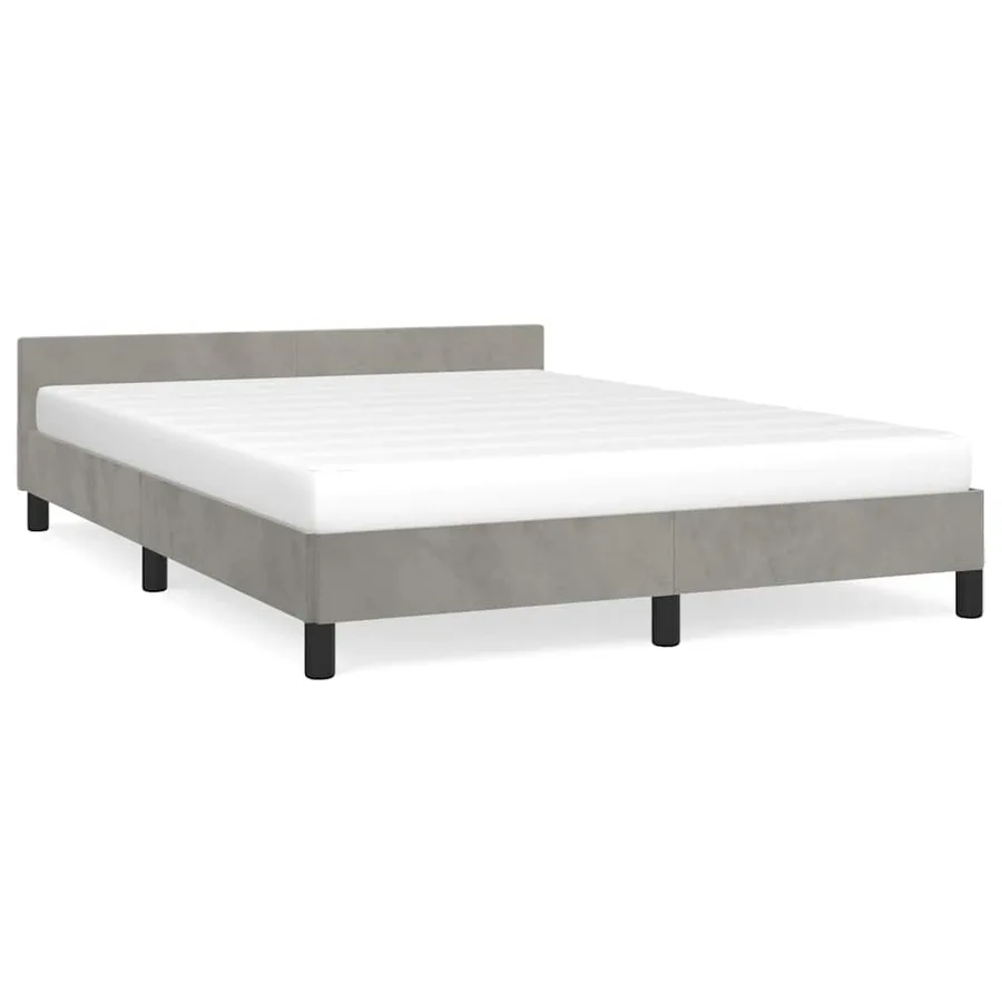 Cadre de lit sans matelas gris clair 140x200 cm velours - 2