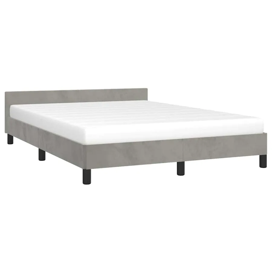 Cadre de lit sans matelas gris clair 140x200 cm velours - 3