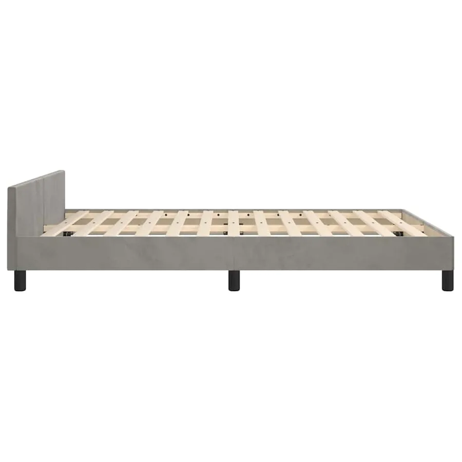 Cadre de lit sans matelas gris clair 140x200 cm velours - 6