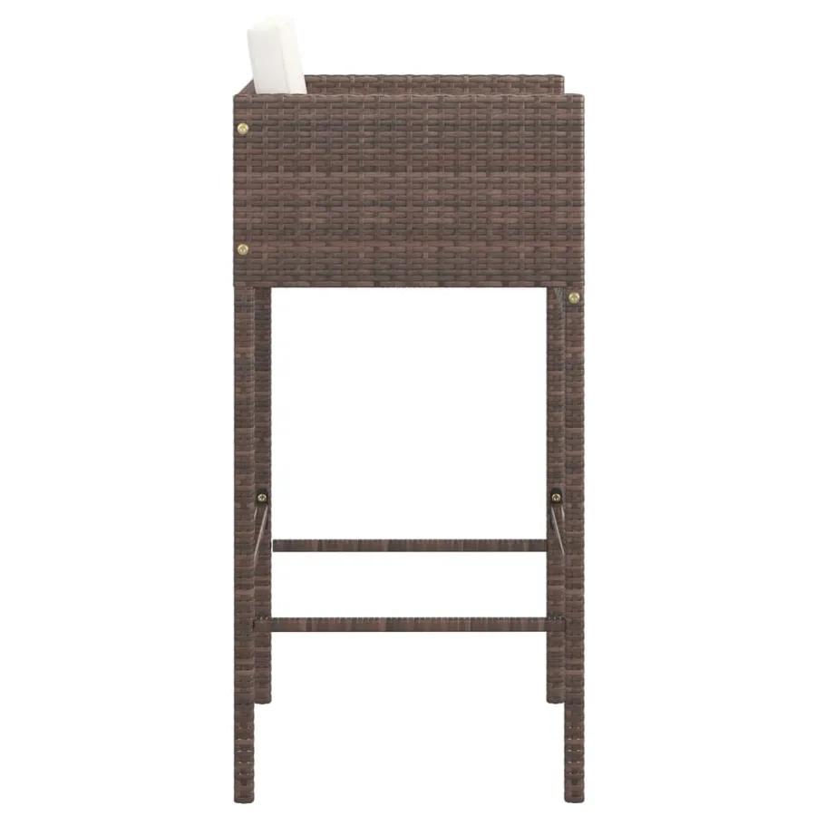 Tabourets de bar lot de 4 avec coussins marron résine tressée - 5