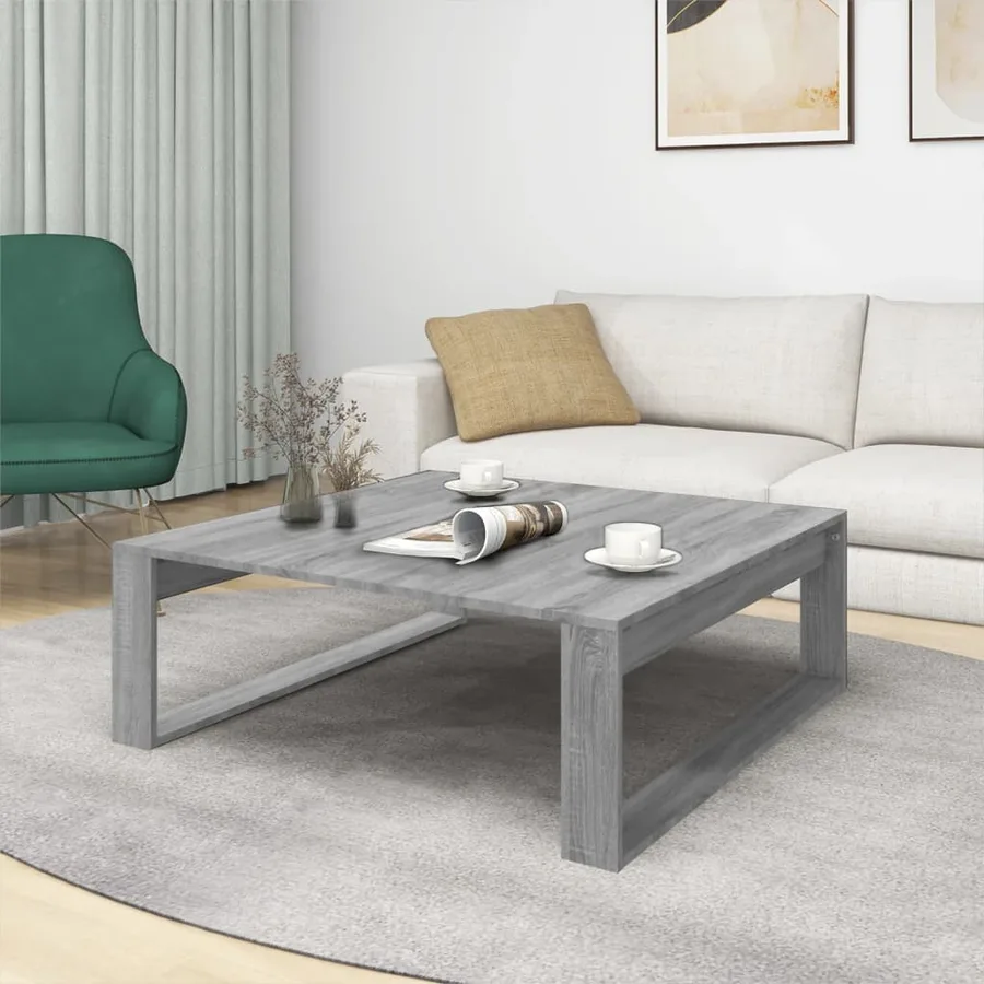 Table basse Sonoma gris 100x100x35 cm Bois d'ingénierie - 3