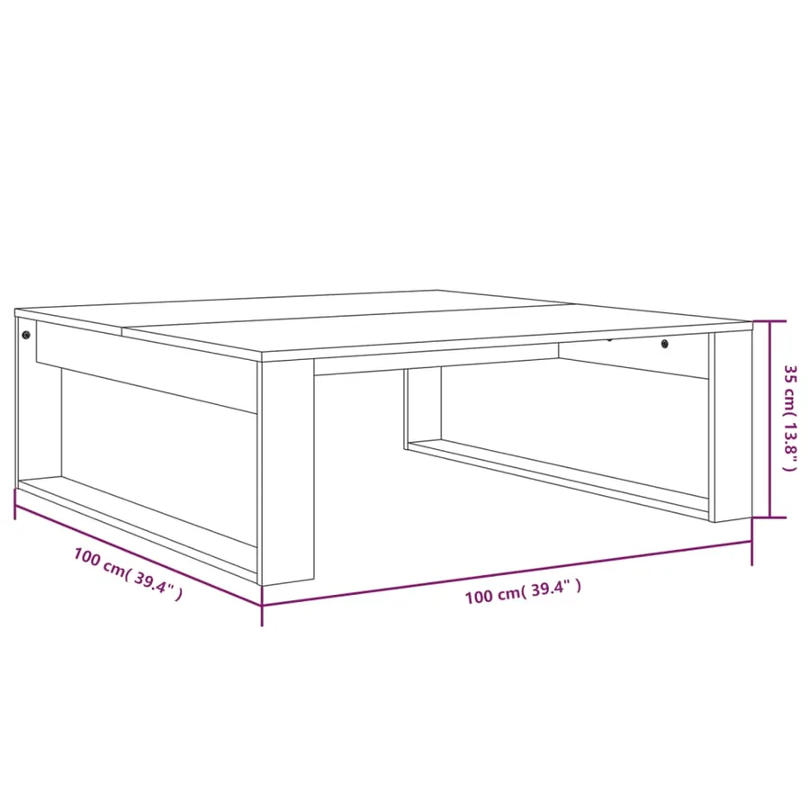 Table basse Sonoma gris 100x100x35 cm Bois d'ingénierie - 7