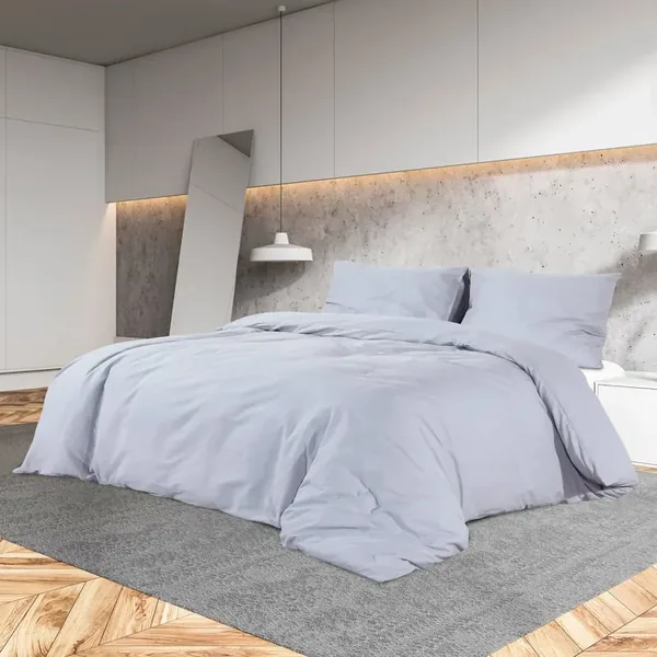 Ensemble de housse de couette Gris 200x220 cm Coton