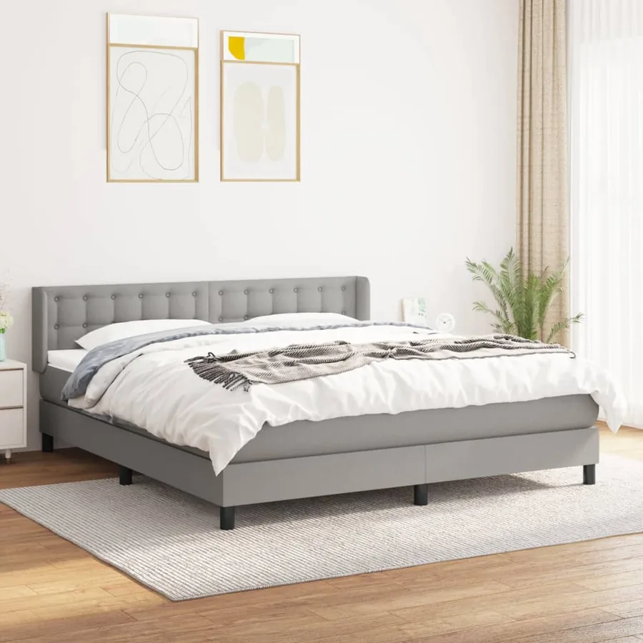 Sommier à lattes de lit avec matelas Gris clair 180x200cm Tissu