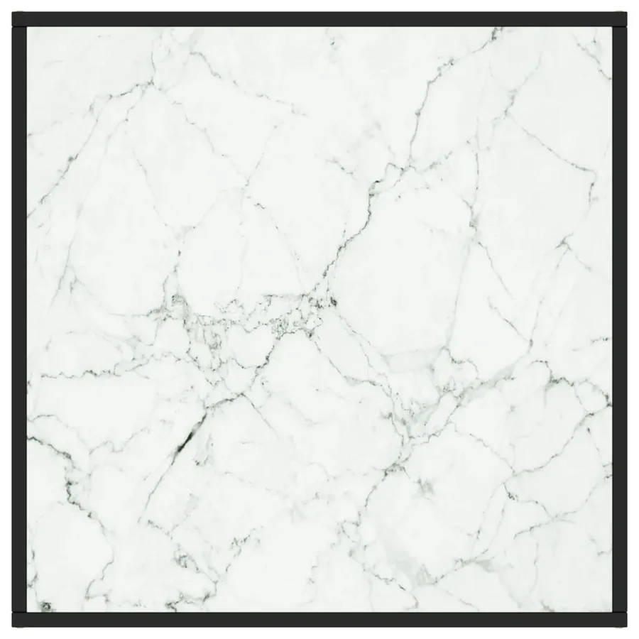 Table basse Noir avec verre marbre blanc 80x80x35 cm - 3