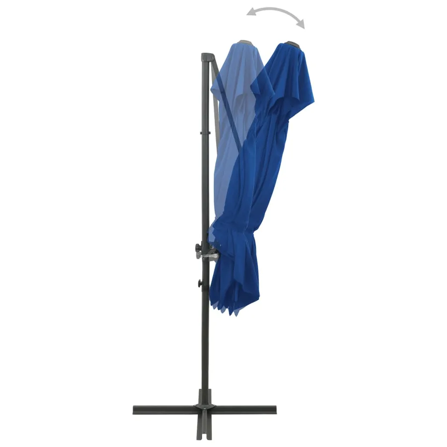 Parasol de jardin en porte-à-faux à double toit bleu azuré - 5