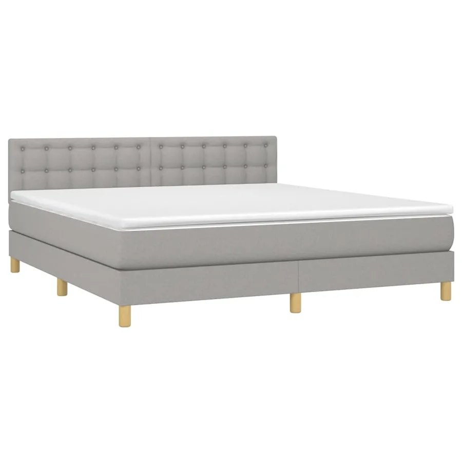 Sommier à lattes de lit et matelas et LED Gris clair 180x200 cm - 3