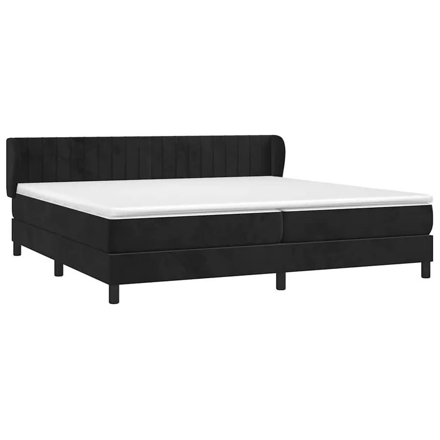 Sommier à lattes de lit et matelas Noir 200x200 cm Velours - 3