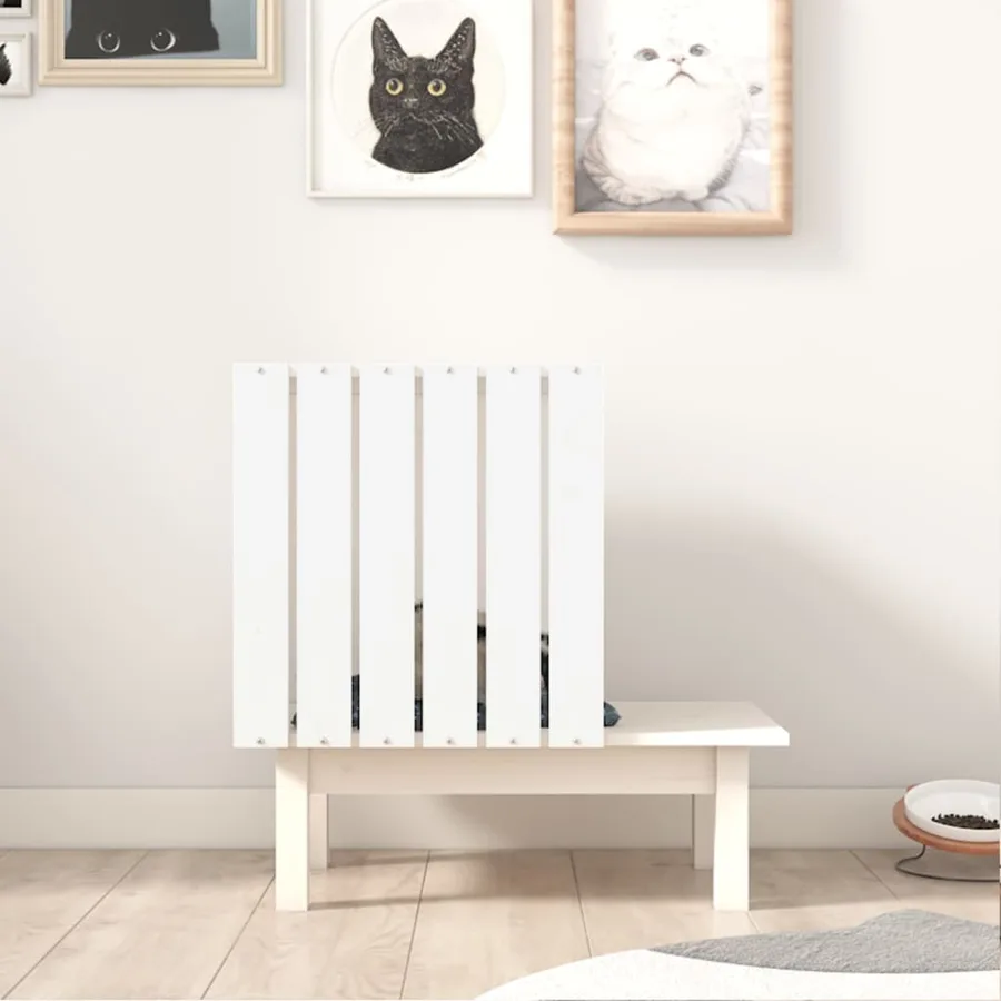 Maison pour chat Blanc 60x36x60 cm Bois de pin massif - 3