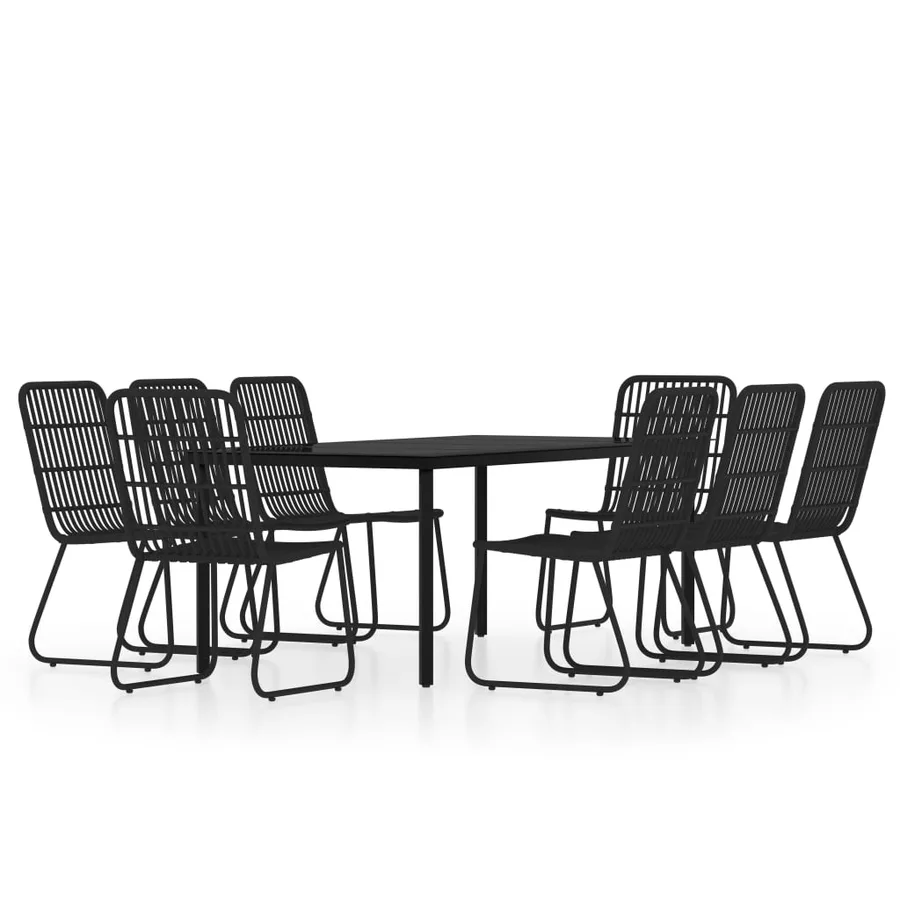Ensemble à manger de jardin 9 pcs Noir - 2