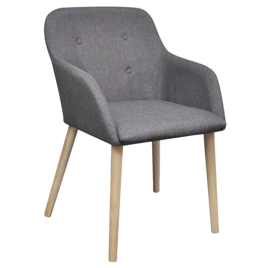 Chaises à manger lot de 6 gris clair tissu et chêne massif - 2