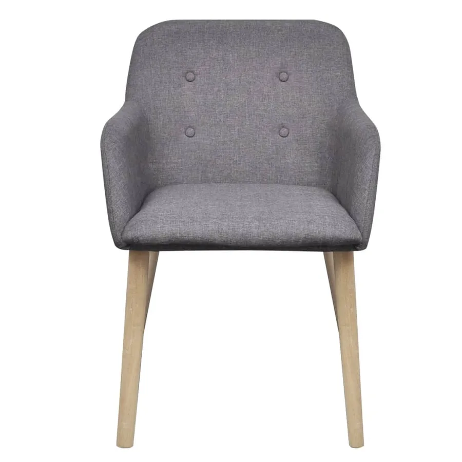Chaises à manger lot de 6 gris clair tissu et chêne massif - 3
