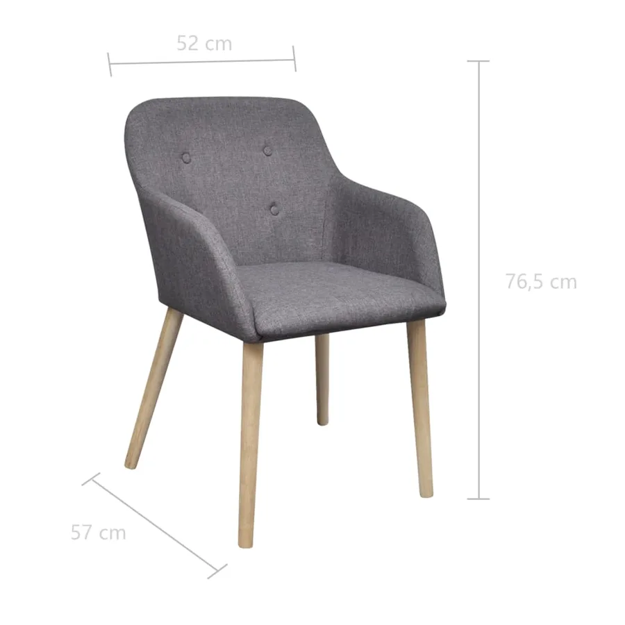 Chaises à manger lot de 6 gris clair tissu et chêne massif - 6