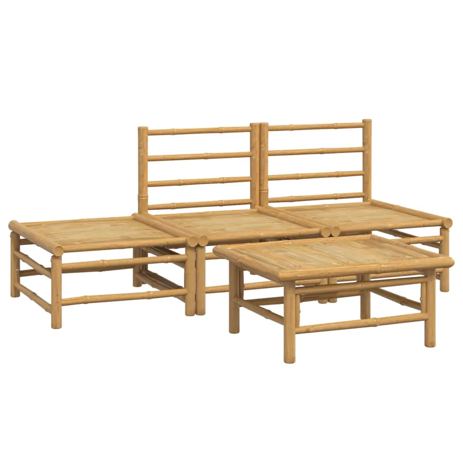 Salon de jardin 4 pcs avec coussins gris clair bambou - 4