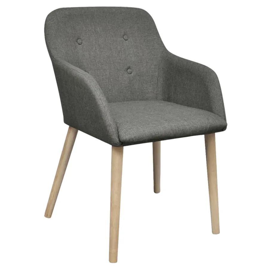 Chaises à manger lot de 2 gris clair tissu et chêne massif - 2