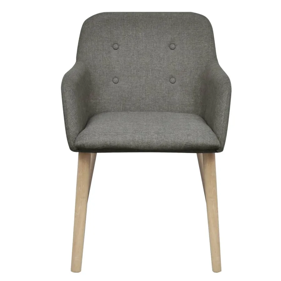 Chaises à manger lot de 2 gris clair tissu et chêne massif - 3