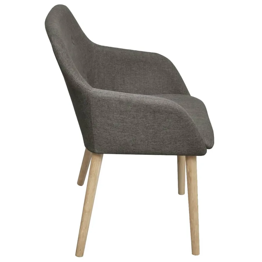 Chaises à manger lot de 2 gris clair tissu et chêne massif - 4