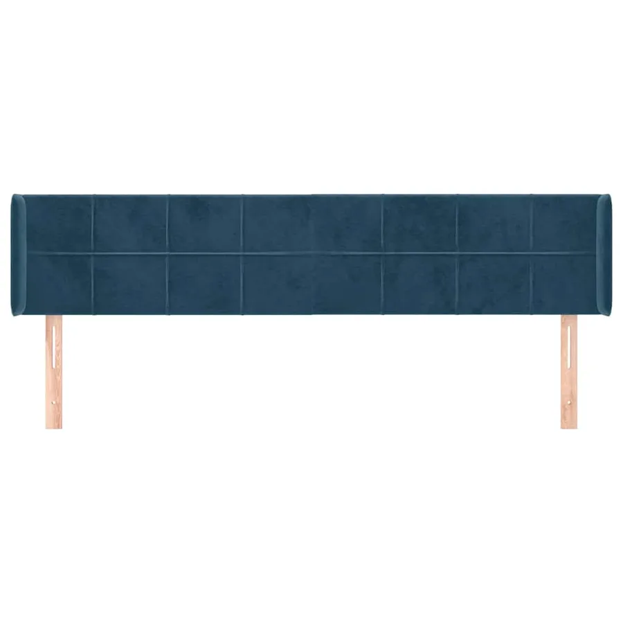 Tête de lit avec oreilles Bleu foncé 203x16x78/88 cm Velours - 3