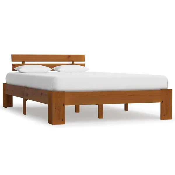 Cadre de lit sans matelas marron miel 140x200 cm pin massif