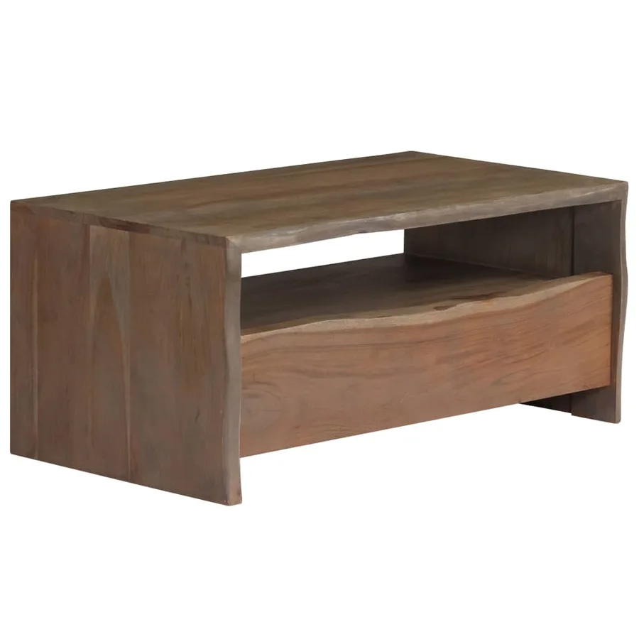Table basse Acacia massif Bord assorti 90x50x40 cm Gris - 10