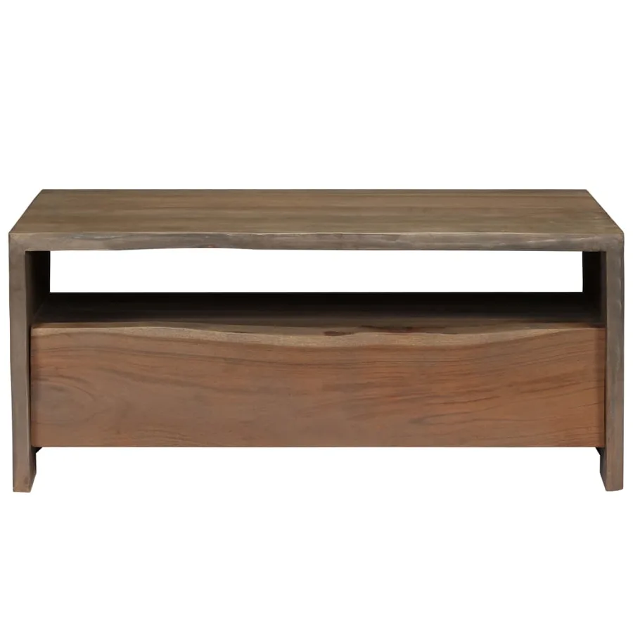 Table basse Acacia massif Bord assorti 90x50x40 cm Gris - 2
