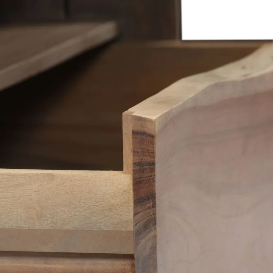 Table basse Acacia massif Bord assorti 90x50x40 cm Gris - 5