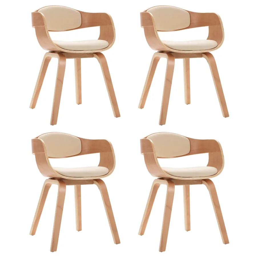 Chaises à manger lot de 4 bois courbé et similicuir - 2