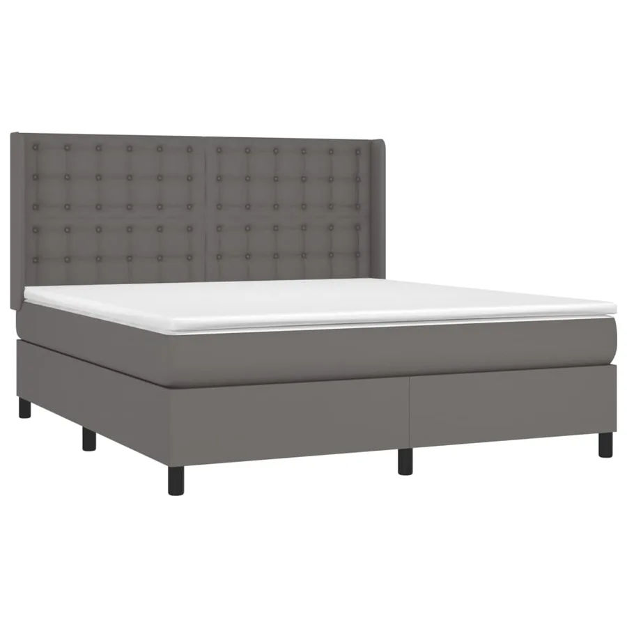 Sommier à lattes de lit matelas LED Gris 180x200 cm Similicuir - 4