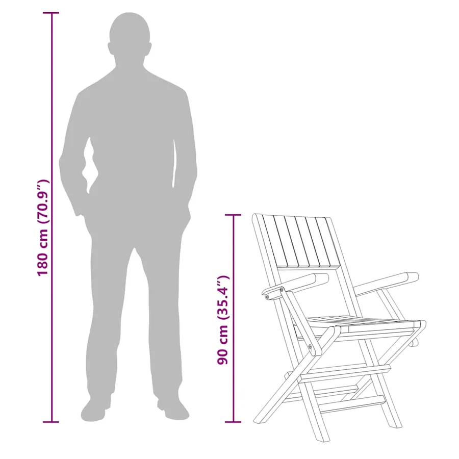 Chaises de jardin pliantes lot de 4 55x61x90cm bois massif teck - 6