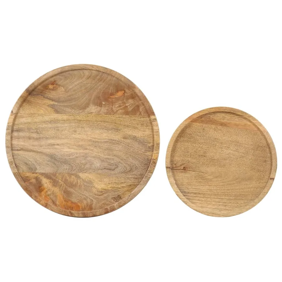 Ensemble de table basse 2 pcs bois de manguier massif et acier - 6