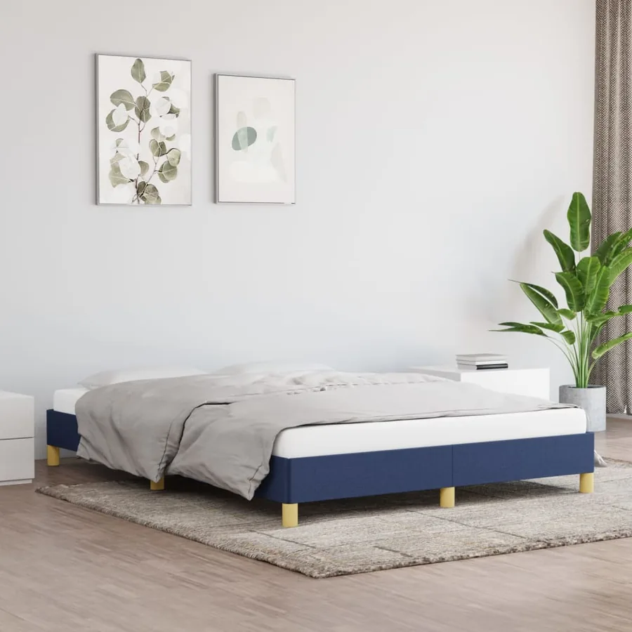 Cadre de lit sans matelas bleu 140x200 cm tissu
