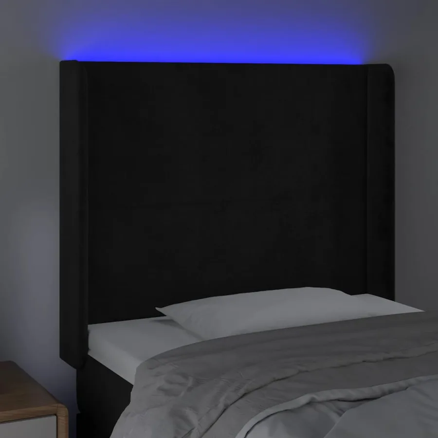 Tête de lit à LED Noir 83x16x118/128 cm Velours - 4