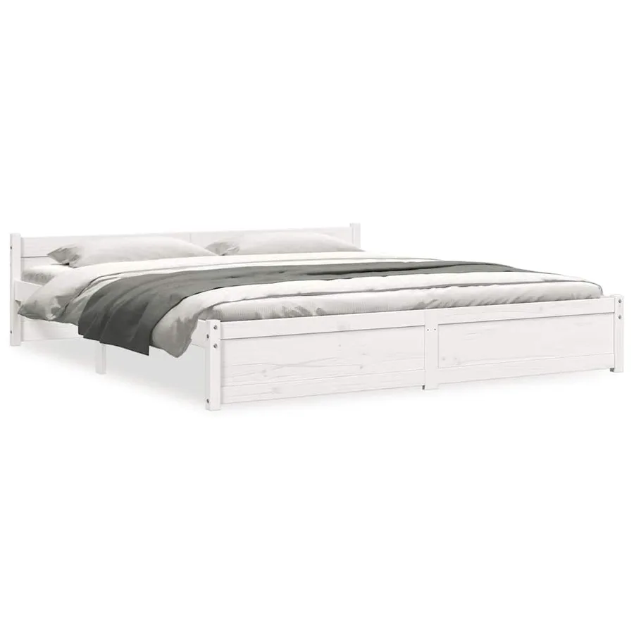 Cadre de lit sans matelas blanc bois massif 180x200 cm - 2